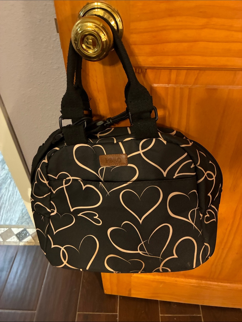 Black Heart-Print Women's Lunch Bag